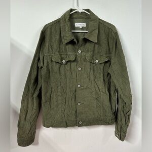 GUSTIN Cotton Corduroy Button Up Trucker Jacket Large USA Made Chore Field